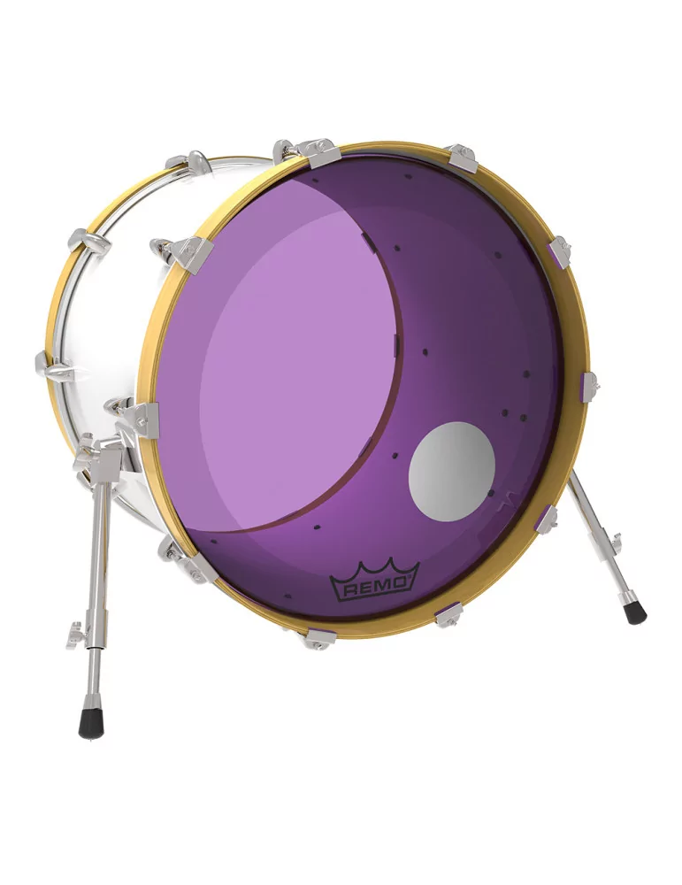  REMO P3-1322-CT-PUOH Parche Powerstroke 3 Colortone para bombo, violeta, 22 ", con orificio descentrado de 5"|MusicGoodDeal 