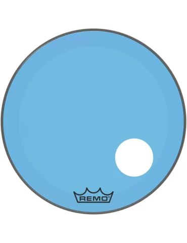  REMO P3-1324-CT-BUOH Parche Powerstroke 3 Colortone para bombo, azul, 24 ", con orificio descentrado de 5"|MusicGoodDeal 