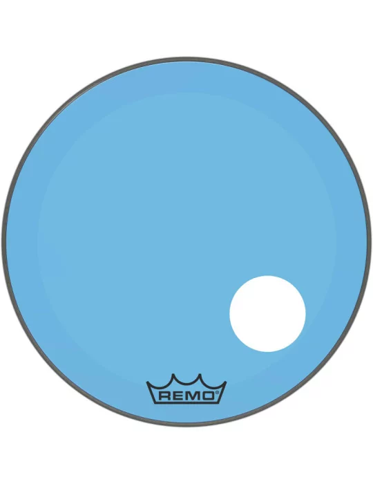  REMO P3-1324-CT-BUOH Parche Powerstroke 3 Colortone para bombo, azul, 24 ", con orificio descentrado de 5"|MusicGoodDeal 