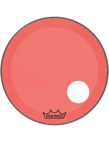  REMO P3-1324-CT-RDOH Parche Powerstroke 3 Colortone para bombo, rojo, 24 ", con orificio descentrado de 5"|MusicGoodDeal 
