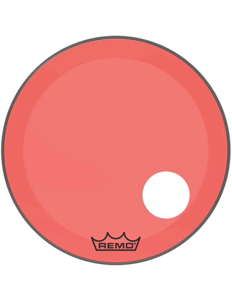  REMO P3-1324-CT-RDOH Parche Powerstroke 3 Colortone para bombo, rojo, 24 ", con orificio descentrado de 5"|MusicGoodDeal 
