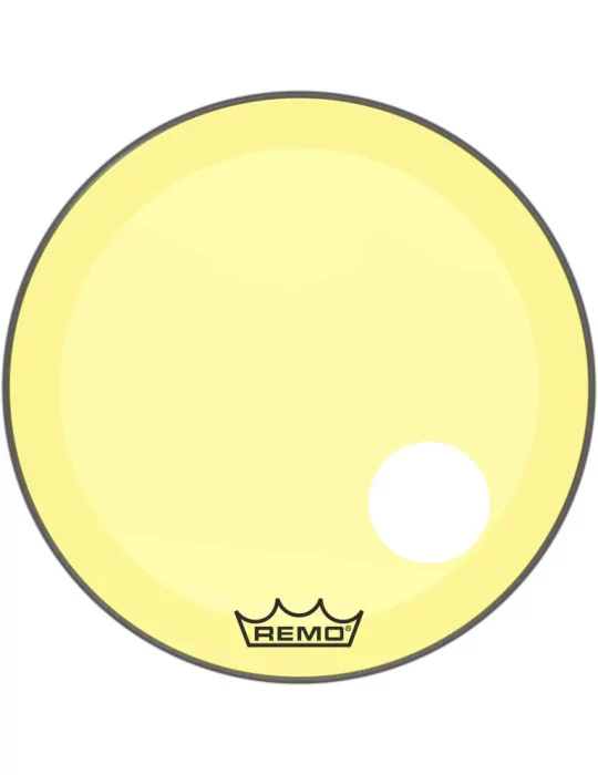  REMO P3-1324-CT-YEOH Parche Powerstroke 3 Colortone para bombo, amarillo, 24 ", con orificio descentrado de 5"|MusicGoodDeal 