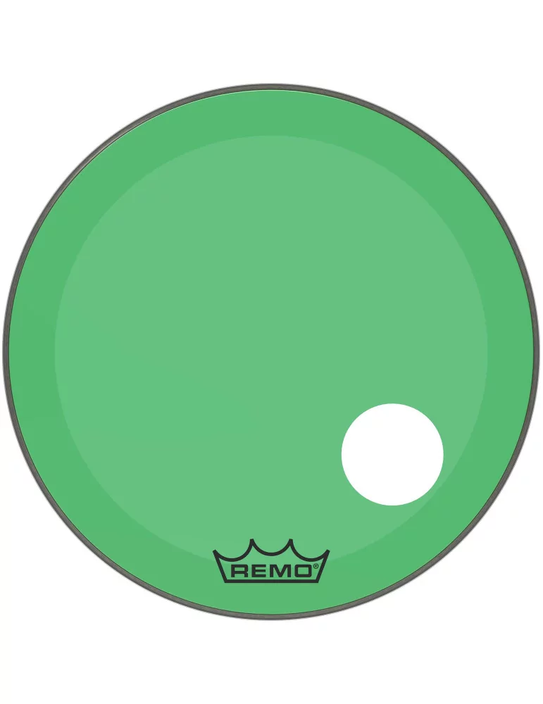  REMO P3-1326-CT-GNOH Parche Powerstroke 3 Colortone para bombo, verde, 26 ", con orificio descentrado de 5"|MusicGoodDeal 