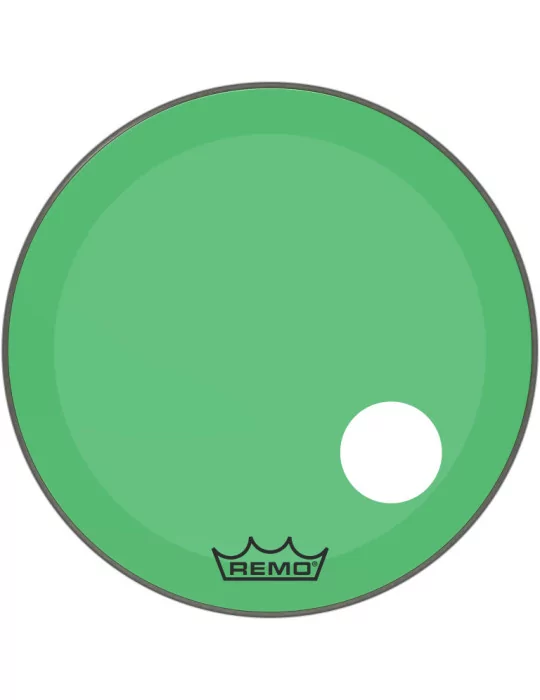  REMO P3-1326-CT-GNOH Parche Powerstroke 3 Colortone para bombo, verde, 26 ", con orificio descentrado de 5"|MusicGoodDeal 