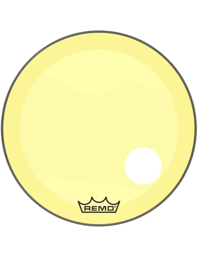  REMO P3-1326-CT-YEOH Parche Powerstroke 3 Colortone para bombo, amarillo, 26 ", con orificio descentrado de 5"|MusicGoodDeal 