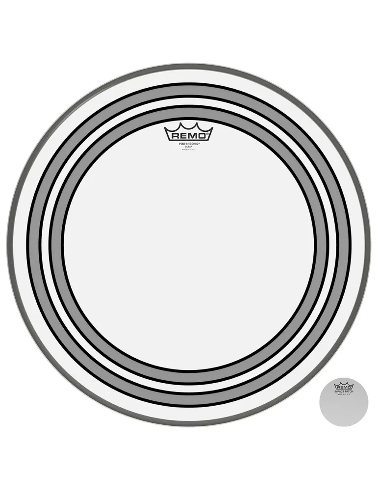  REMO PW-1318-00 Parche transparente Powersonic de 18 "para bombo, con anillos internos|MusicGoodDeal 