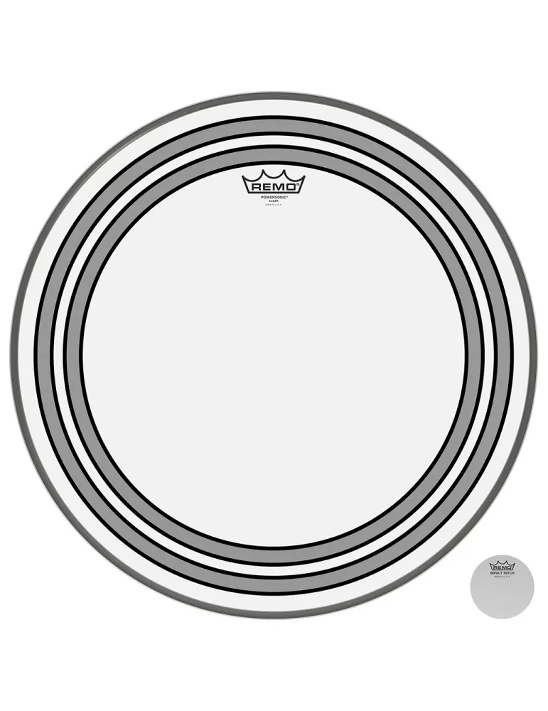  REMO PW-1320-00 Parche transparente Powersonic de 20 "para bombo, con anillos internos|MusicGoodDeal 