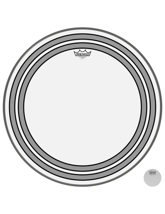  REMO PW-1322-00 Parche Powersonic transparente de 22 "para bombo, con anillos internos|MusicGoodDeal 