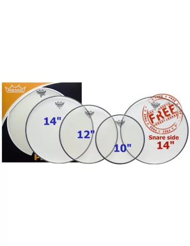  REMO PP-0730-BA ProPack (10", 12", 14" Ambassador Clear + FREE 14" SA-0114-00)|MusicGoodDeal 