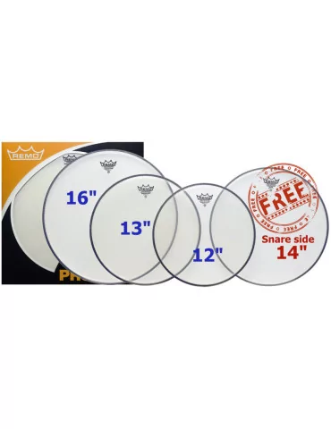  REMO PP-0740-BA ProPack (12", 13", 16" Ambassador Clear + FREE 14" SA-0114-00)|MusicGoodDeal 