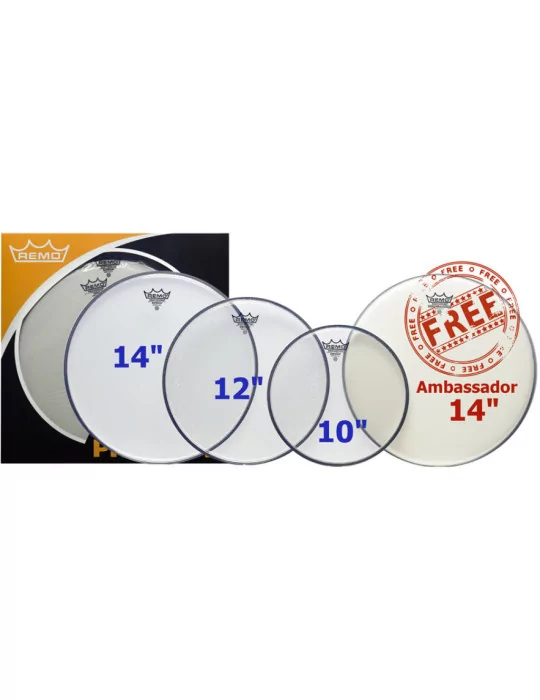  REMO PP-0240-BE ProPack (10", 12", 14" Emperor Clear + FREE 14" BA-0114-00)|MusicGoodDeal 