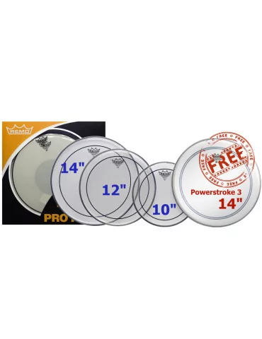  REMO PP-0310-PS ProPack (10", 12", 14" Pinstripe Clear + FREE 14" P3-0114-BP)|MusicGoodDeal 