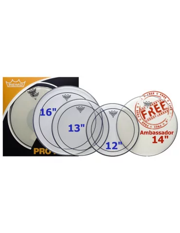  REMO PP-0320-PS ProPack (12", 13", 16" Pinstripe Clear + FREE 14" BA-0114-00)|MusicGoodDeal 
