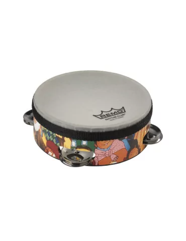  REMO RH-2106-00 Rhythm Club 6" x 1.75" Tambourine with 4 pairs of jingles|MusicGoodDeal 