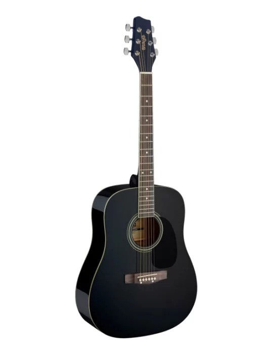  STAGG SA20D BLK Schwarz Dreadnought Akustikgitarre mit Decke aus Lindenholz|MusicGoodDeal 
