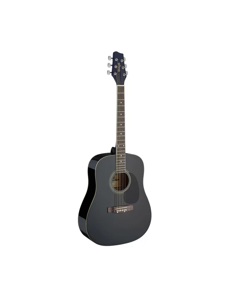  STAGG SA20D BLK Schwarz Dreadnought Akustikgitarre mit Decke aus Lindenholz|MusicGoodDeal 