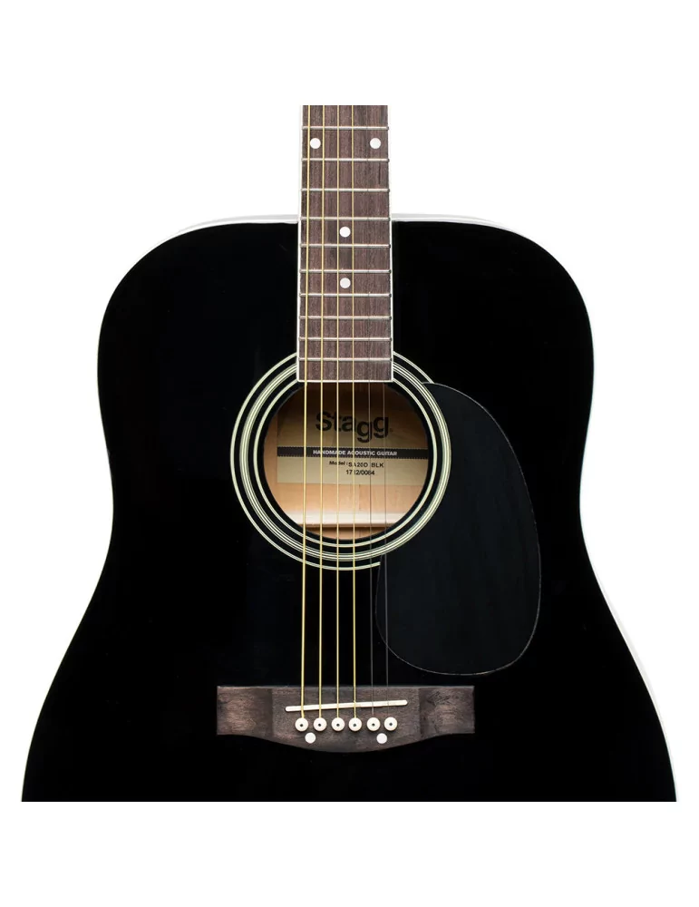 STAGG SA20D BLK Schwarz Dreadnought Akustikgitarre mit Decke aus Lindenholz|MusicGoodDeal 
