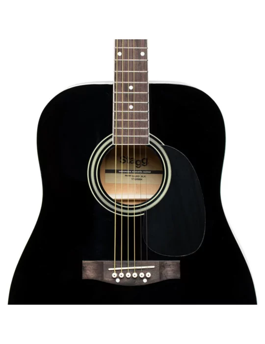  STAGG SA20D BLK Schwarz Dreadnought Akustikgitarre mit Decke aus Lindenholz|MusicGoodDeal 