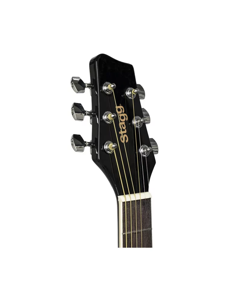  STAGG SA20D BLK Schwarz Dreadnought Akustikgitarre mit Decke aus Lindenholz|MusicGoodDeal 
