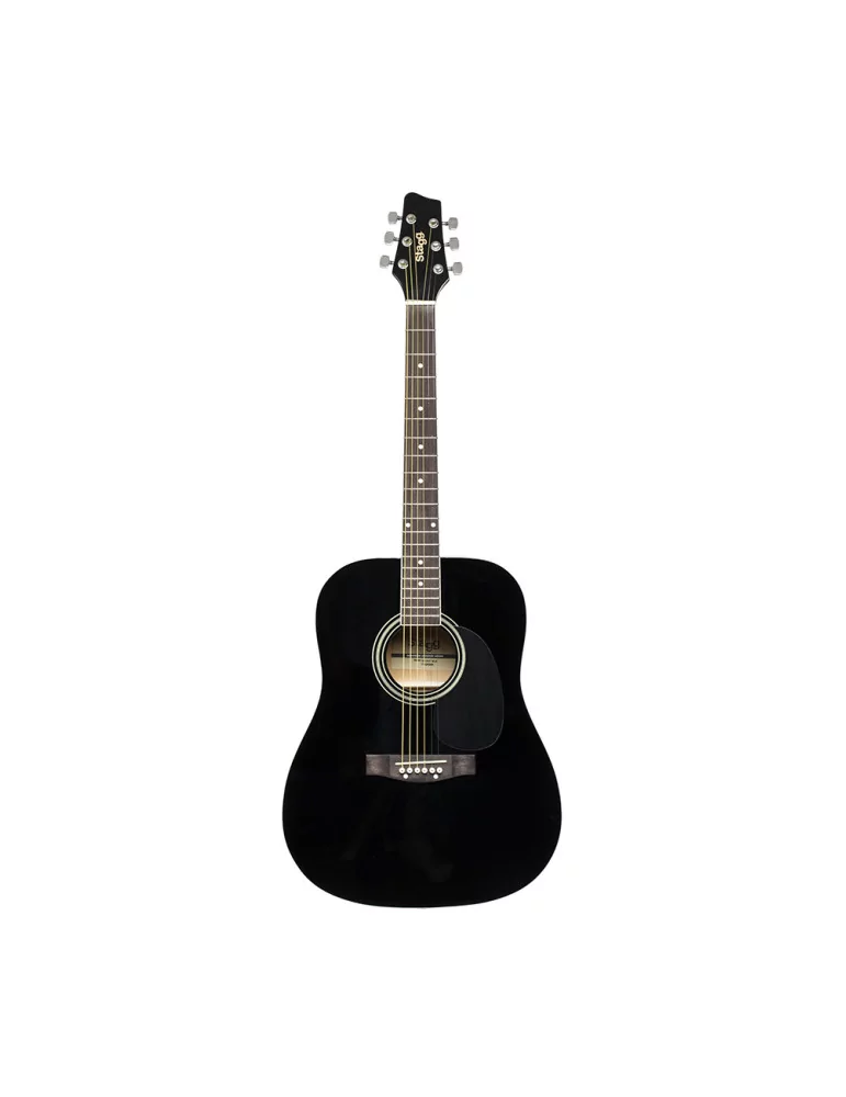  STAGG SA20D BLK Schwarz Dreadnought Akustikgitarre mit Decke aus Lindenholz|MusicGoodDeal 