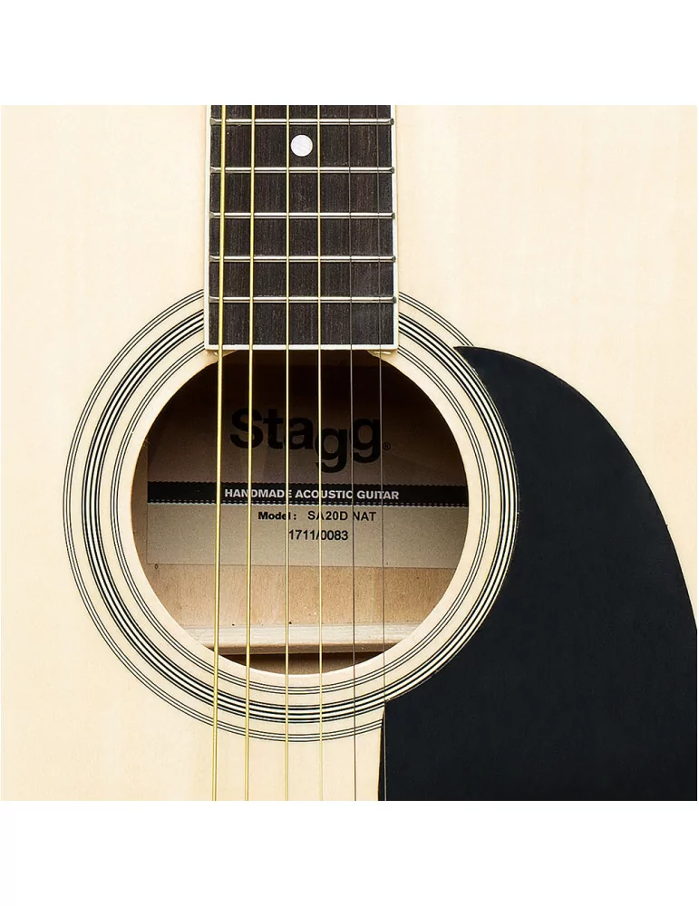  STAGG SA20D NAT Natur Dreadnought Akustikgitarre mit Decke aus Lindenholz|MusicGoodDeal 