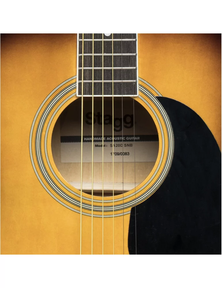  STAGG SA20D SNB Guitarra acústica Sunburst 4/4 dreadnought con tapa de tilo|MusicGoodDeal 