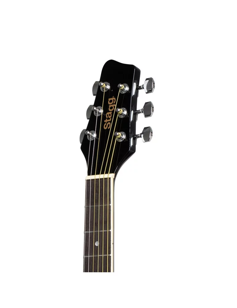  STAGG SA20D LH-BK Guitarra acústica dreadnought 4/4 negra con tapa de tilo, modelo para zurdos|MusicGoodDeal 
