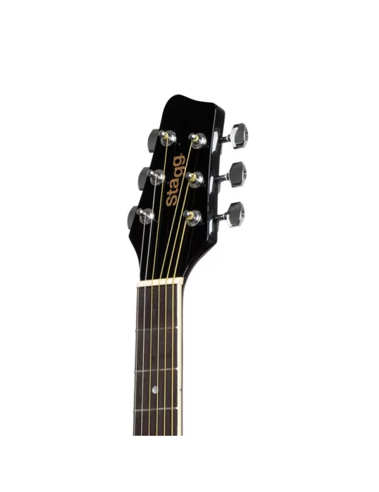  STAGG SA20D LH-BK Guitarra acústica dreadnought 4/4 negra con tapa de tilo, modelo para zurdos|MusicGoodDeal 