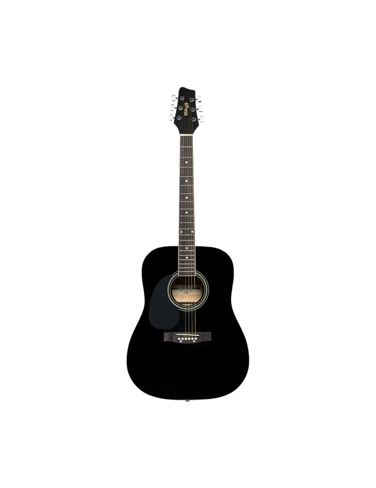  STAGG SA20D LH-BK Guitarra acústica dreadnought 4/4 negra con tapa de tilo, modelo para zurdos|MusicGoodDeal 