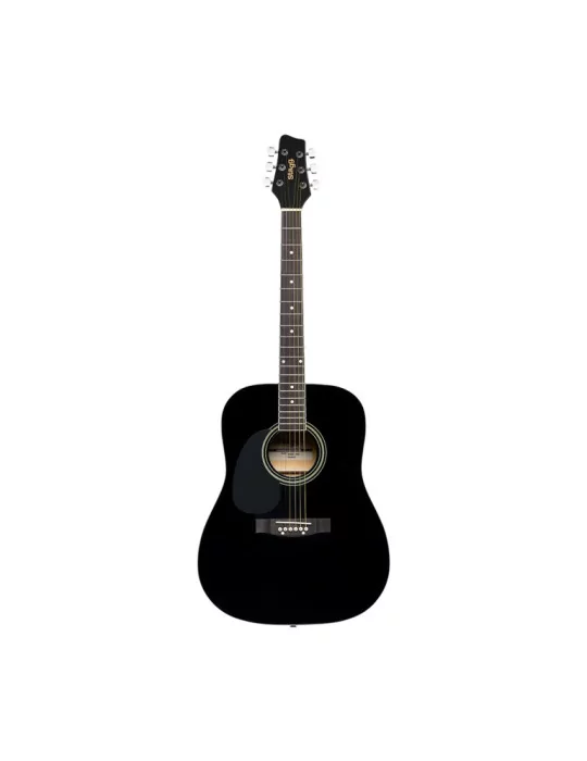  STAGG SA20D LH-BK Guitarra acústica dreadnought 4/4 negra con tapa de tilo, modelo para zurdos|MusicGoodDeal 
