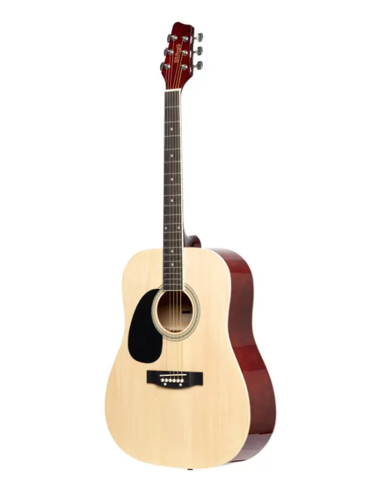  STAGG SA20D LH-N Natur Dreadnought Akustikgitarre mit Decke aus Lindenholz Linkshändermodell|MusicGoodDeal 