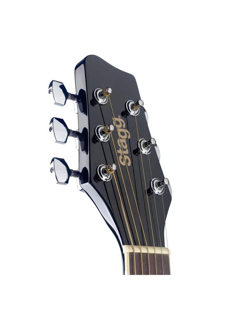  STAGG SA20A BLK 4/4 Schwarz Auditorium Akustikgitarre mit Decke aus Lindenholz|MusicGoodDeal 