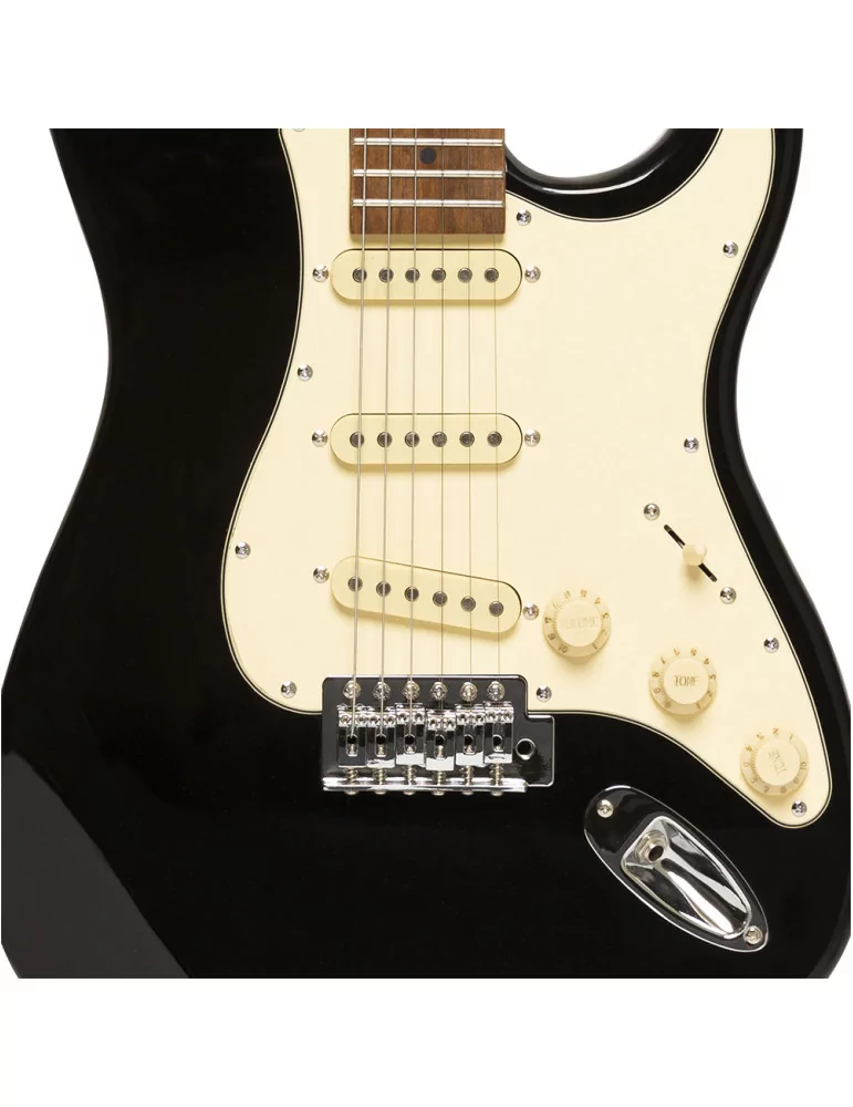  STAGG SES-55 BLK E-Gitarre 55 Serie mit massivem Paulowniakorpus|MusicGoodDeal 