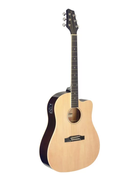  STAGG SA35 DSCE-N Guitarra acorazada electroacústica Slope Shoulder, cutaway, color natural|MusicGoodDeal 