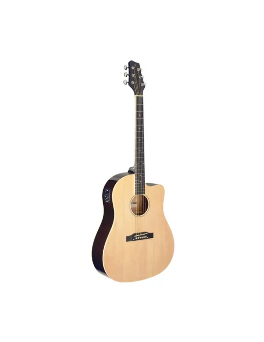  STAGG SA35 DSCE-N Guitarra acorazada electroacústica Slope Shoulder, cutaway, color natural|MusicGoodDeal 