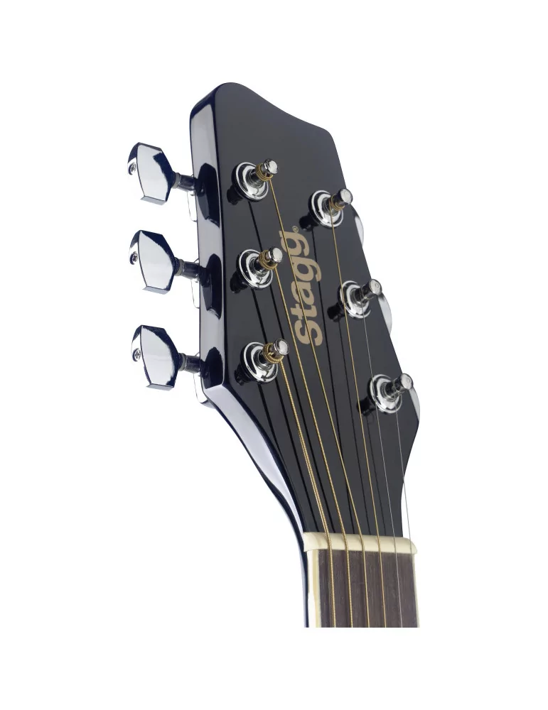  STAGG SA20ACE BLK Guitarra electroacústica de auditorio cutaway negra con tapa de tilo|MusicGoodDeal 