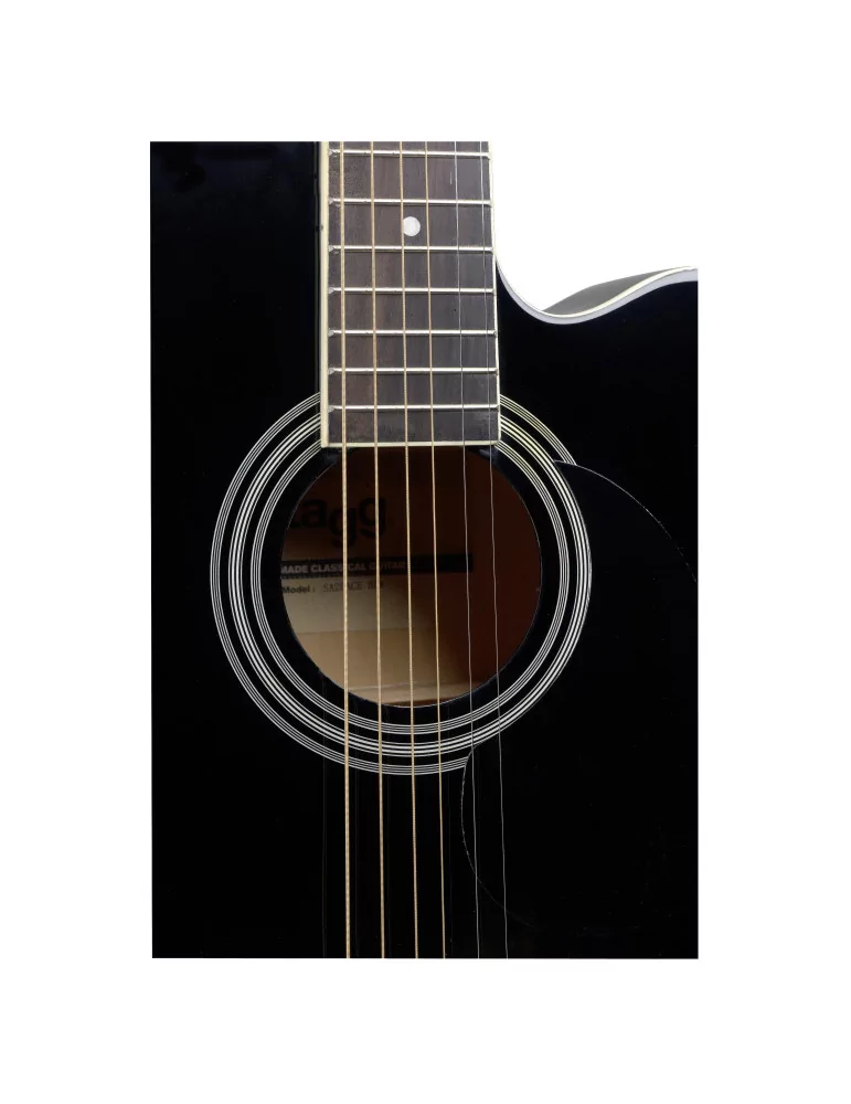  STAGG SA20ACE BLK Guitarra electroacústica de auditorio cutaway negra con tapa de tilo|MusicGoodDeal 