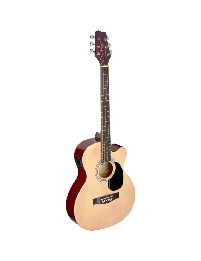  STAGG SA20ACE NAT Guitarra de auditorio electroacústica cutaway con tapa de tilo|MusicGoodDeal 