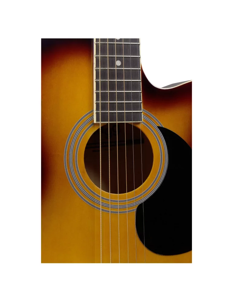  STAGG SA20ACE SNB Guitarra electroacústica sunburst cutaway auditorium con tapa de tilo|MusicGoodDeal 