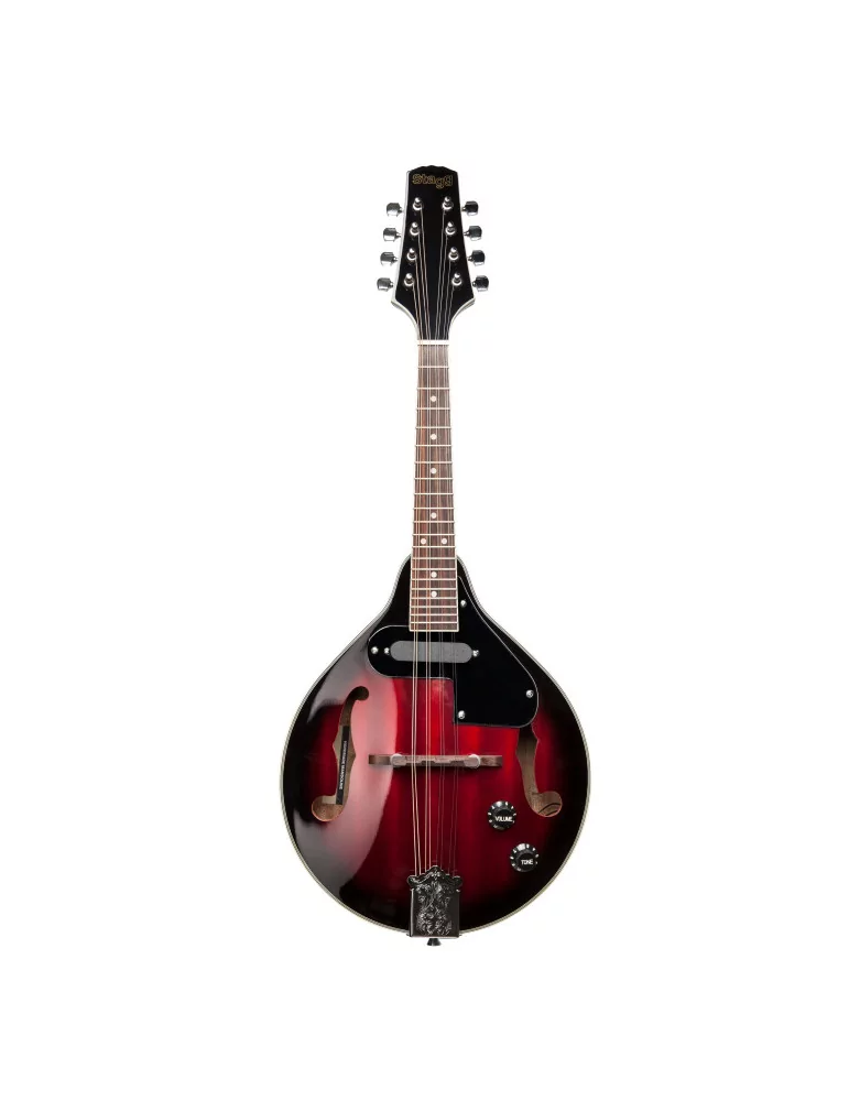  STAGG M50 E Redburst acoustic-electric bluegrass mandolin with nato top|MusicGoodDeal 