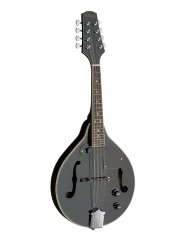  STAGG M50 E BLK Black acoustic-electric bluegrass mandolin with nato top|MusicGoodDeal 