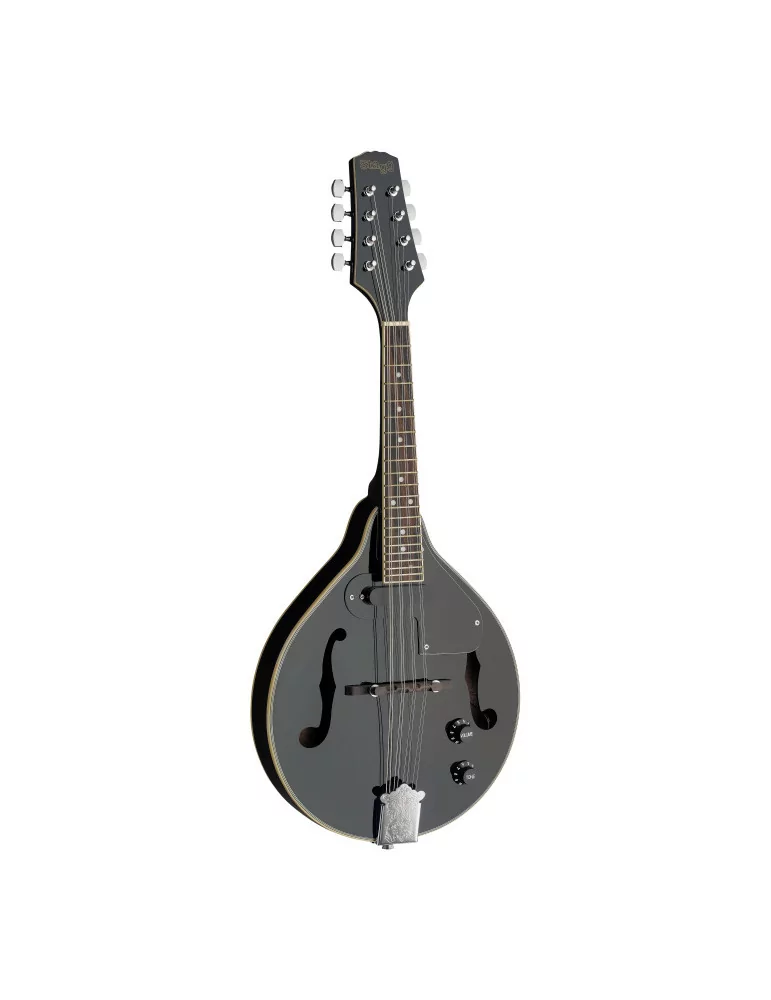  STAGG M50 E BLK Black acoustic-electric bluegrass mandolin with nato top|MusicGoodDeal 