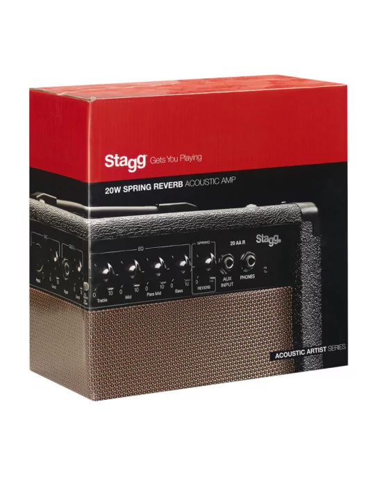  STAGG 20 AA R EU Amplificador acústico con reverberación de resorte, 20 vatios|MusicGoodDeal 