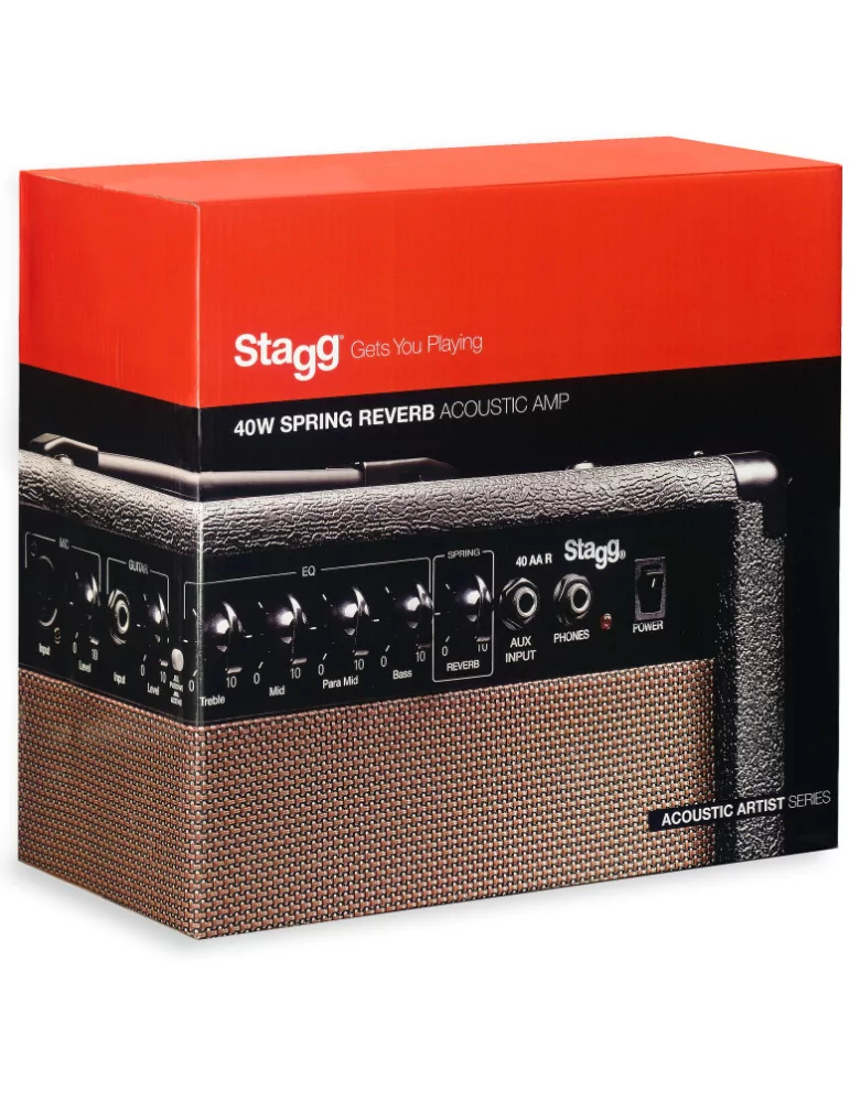  STAGG 40 AA R EU 40-watt spring reverb acoustic amplifier|MusicGoodDeal 