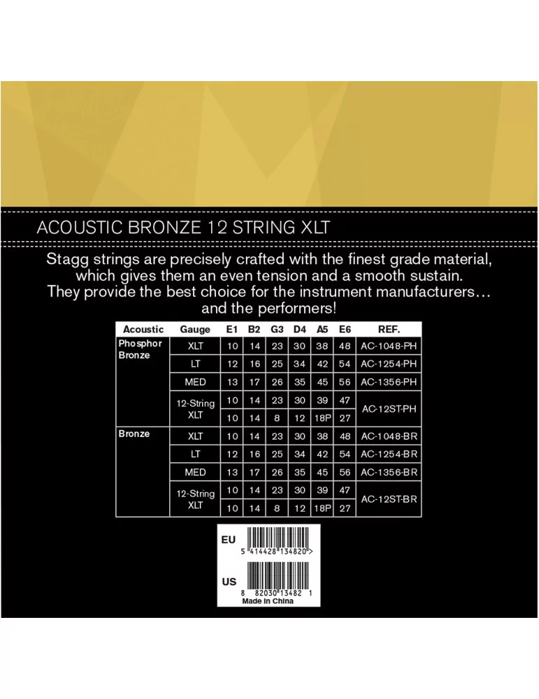  STAGG AC-12ST-BR Bronze set of strings for 12-string acoustic guitar|MusicGoodDeal 