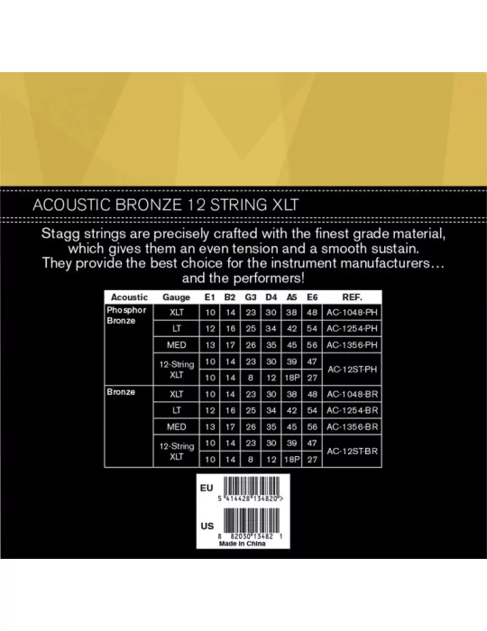  STAGG AC-12ST-BR Bronze set of strings for 12-string acoustic guitar|MusicGoodDeal 