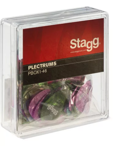  STAGG PBOX1-46 Juego de 100 púas de plástico Stagg estándar de 0,46 mm, varios colores|MusicGoodDeal 