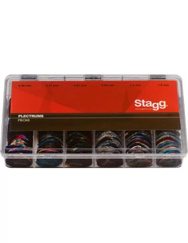  STAGG PBOX6 Juego de 600 picos de plástico estándar Stagg, varios colores, 6 tamaños|MusicGoodDeal 