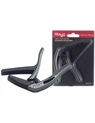  STAGG SCPX-CU CARBON Curved trigger capo for acoustic or electric guitar|MusicGoodDeal 