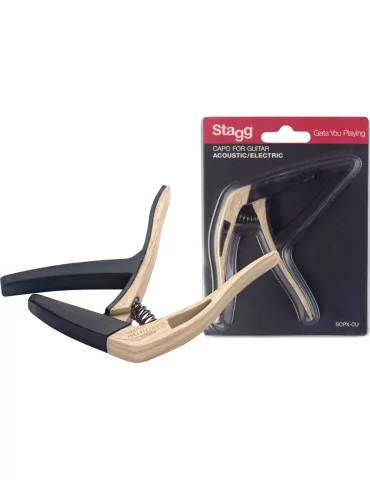  STAGG SCPX-CU CLWOOD Curved trigger capo for acoustic or electric guitar|MusicGoodDeal 